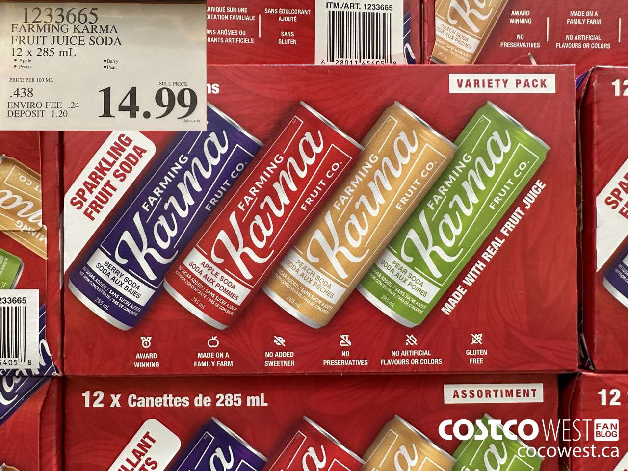 1233665 FARMING KARMA FRUIT JUICE SODA 12 X 285ML $14.99