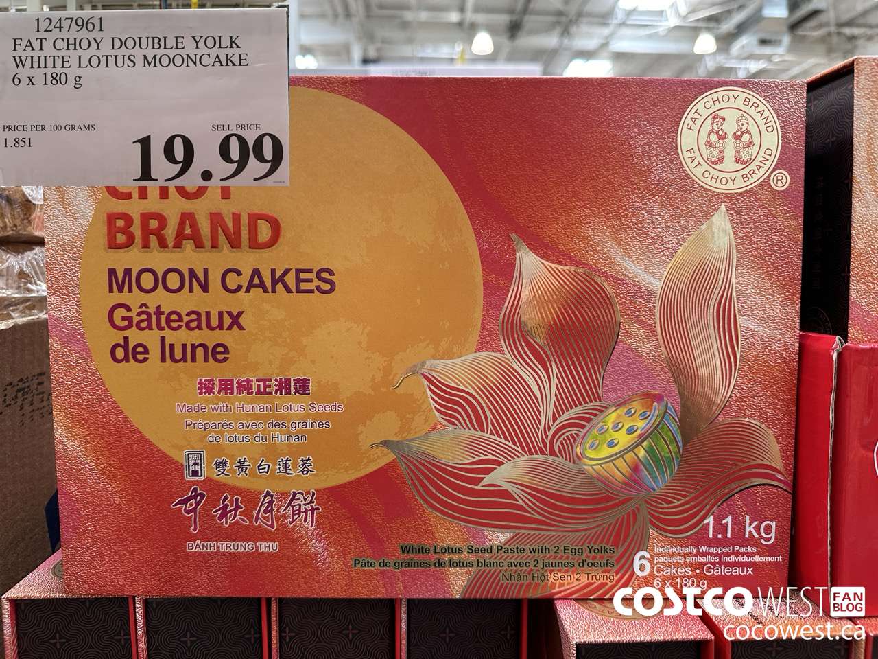 1247961 FAT CHOY DOUBLE YOLK WHITE LOTUS MOONCAKE 6 X 180G $19.99