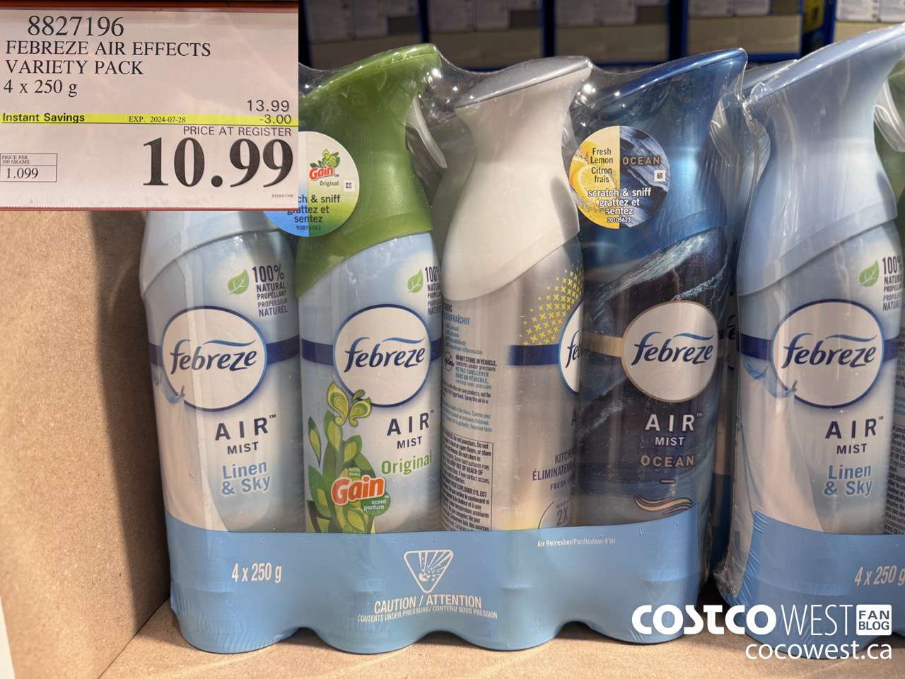 8827196 FEBREZE AIR EFFECTS VARIETY PACK 4 X 250 G ($3.00 INSTANT SAVINGS EXPIRES ON 2024-07-28) $10.99