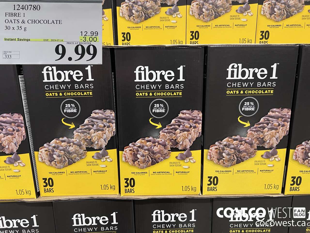 1240780 FIBRE 1 OATS & CHOCOLATE 30 X 35 G ($3.00 INSTANT SAVINGS EXPIRES ON 2024-07-14) $9.99