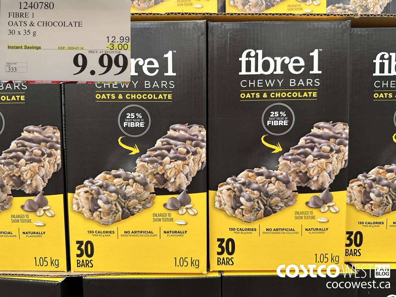 1240780 FIBRE 1 OATS & CHOCOLATE 30 X 35 G ($3.00 INSTANT SAVINGS EXPIRES ON 2024-07-14) $9.99