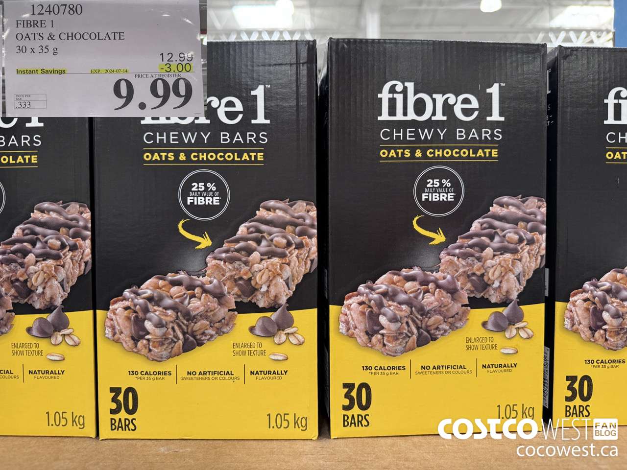 1240780 FIBRE 1 OATS & CHOCOLATE 30 X 35 G ($3.00 INSTANT SAVINGS EXPIRES ON 2024-07-14) $9.99