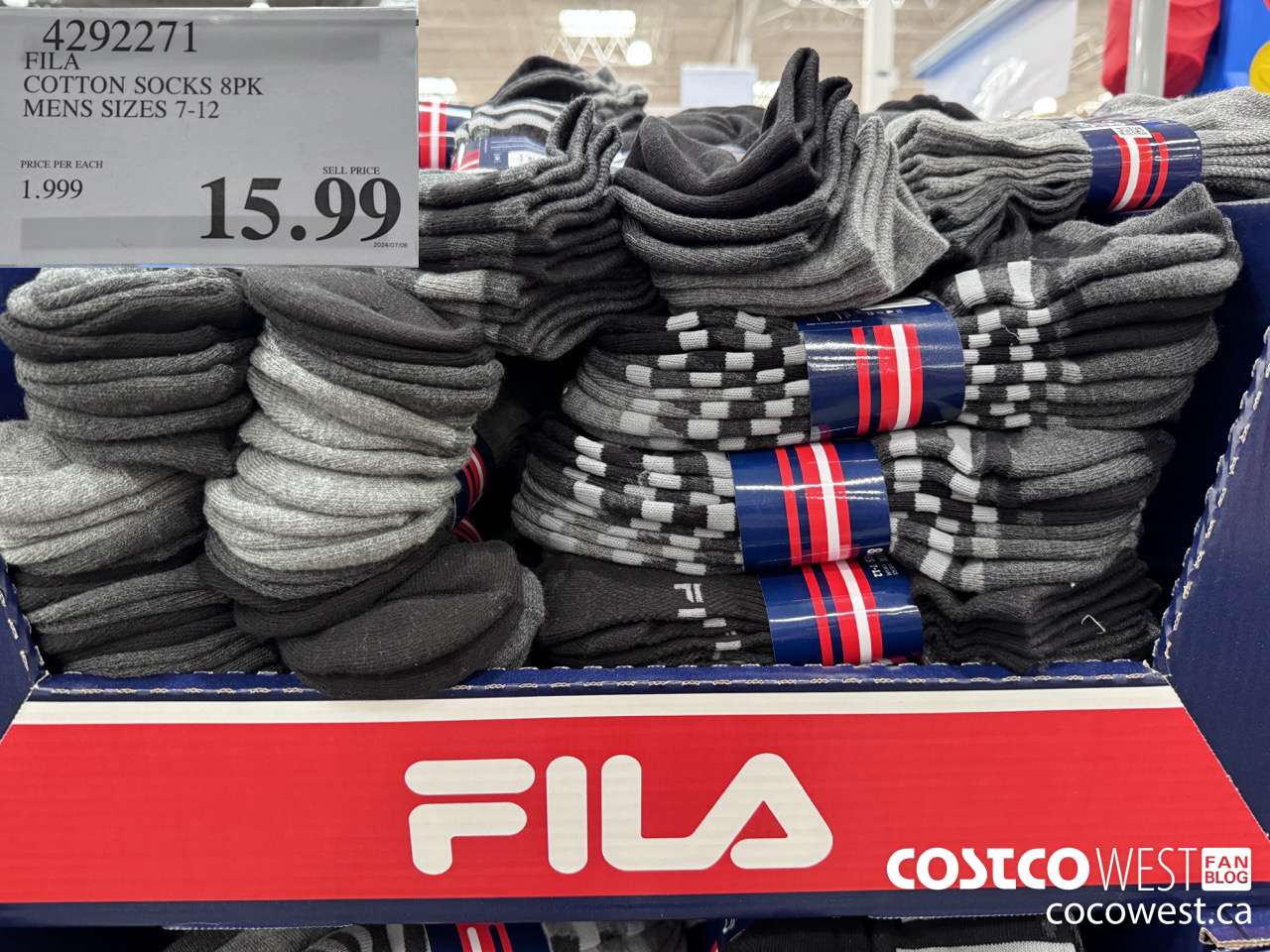 4292271 FILA COTTON SOCK 8PK MENS SIZES 7-12 $15.99