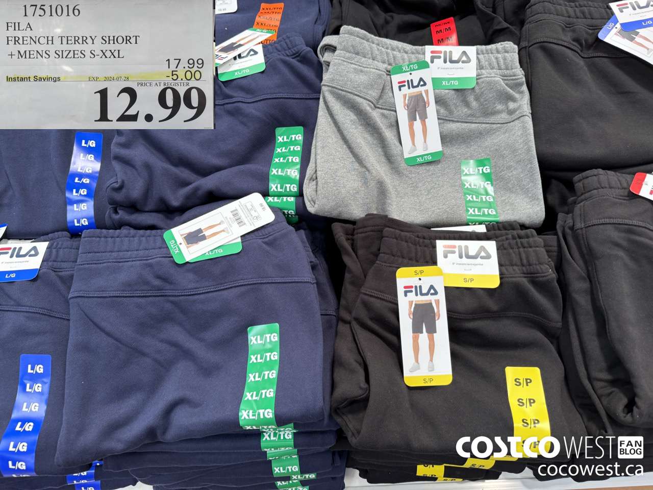 1751016 FILA FRENCH TERRY SHORT MENS SIZES S-XXL ($5.00 INSTANT SAVINGS EXPIRES ON 2024-07-28) $12.99