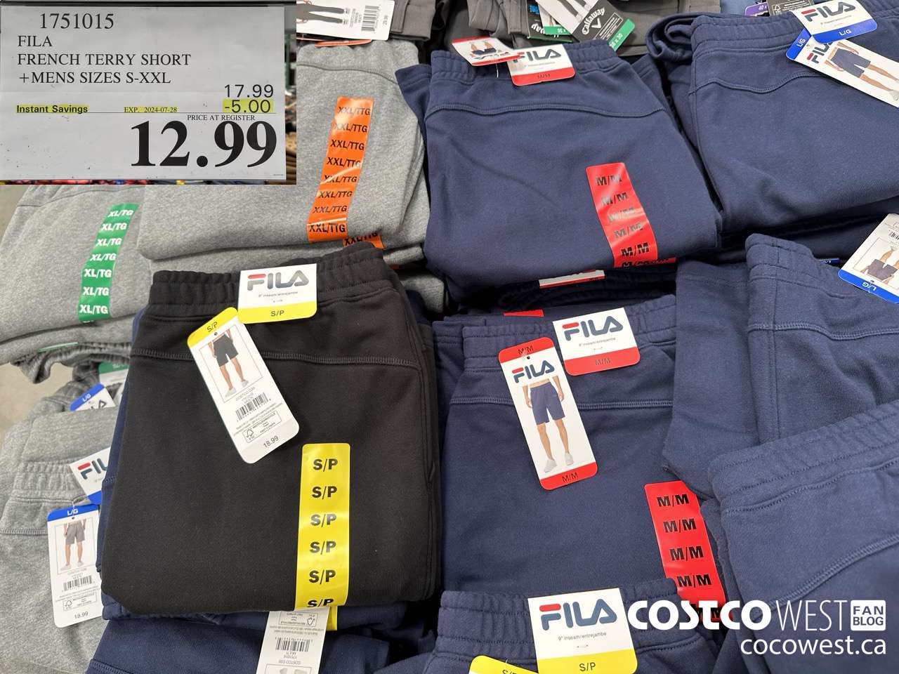 1751015 FILA FRENCH TERRY SHORT MENS SIZES S-XXL ($5.00 INSTANT SAVINGS EXPIRES ON 2024-07-28) $12.99