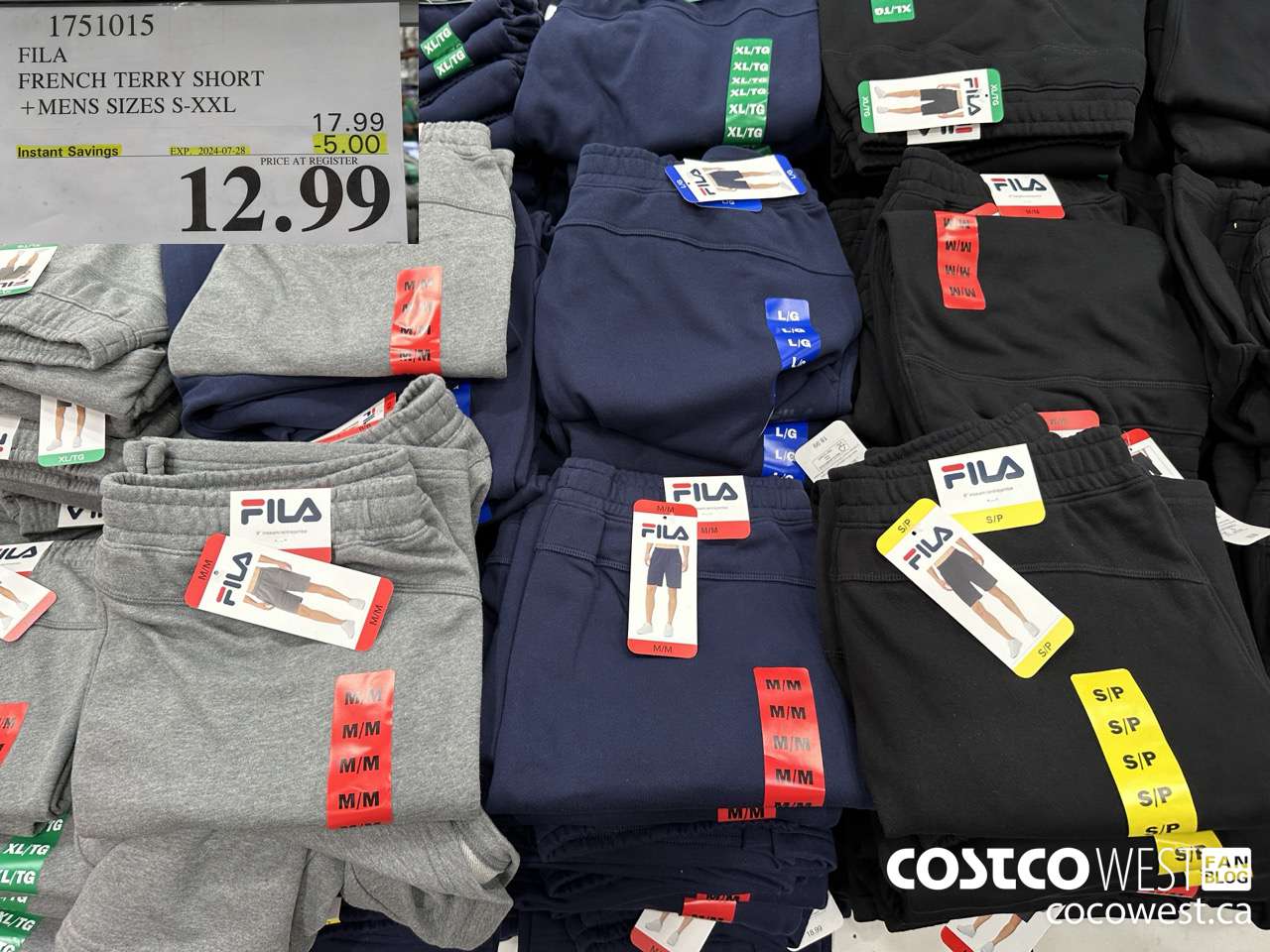 1751015 FILA FRENCH TERRY SHORT MENS SIZES S-XXL ($5.00 INSTANT SAVINGS EXPIRES ON 2024-07-28) $12.99