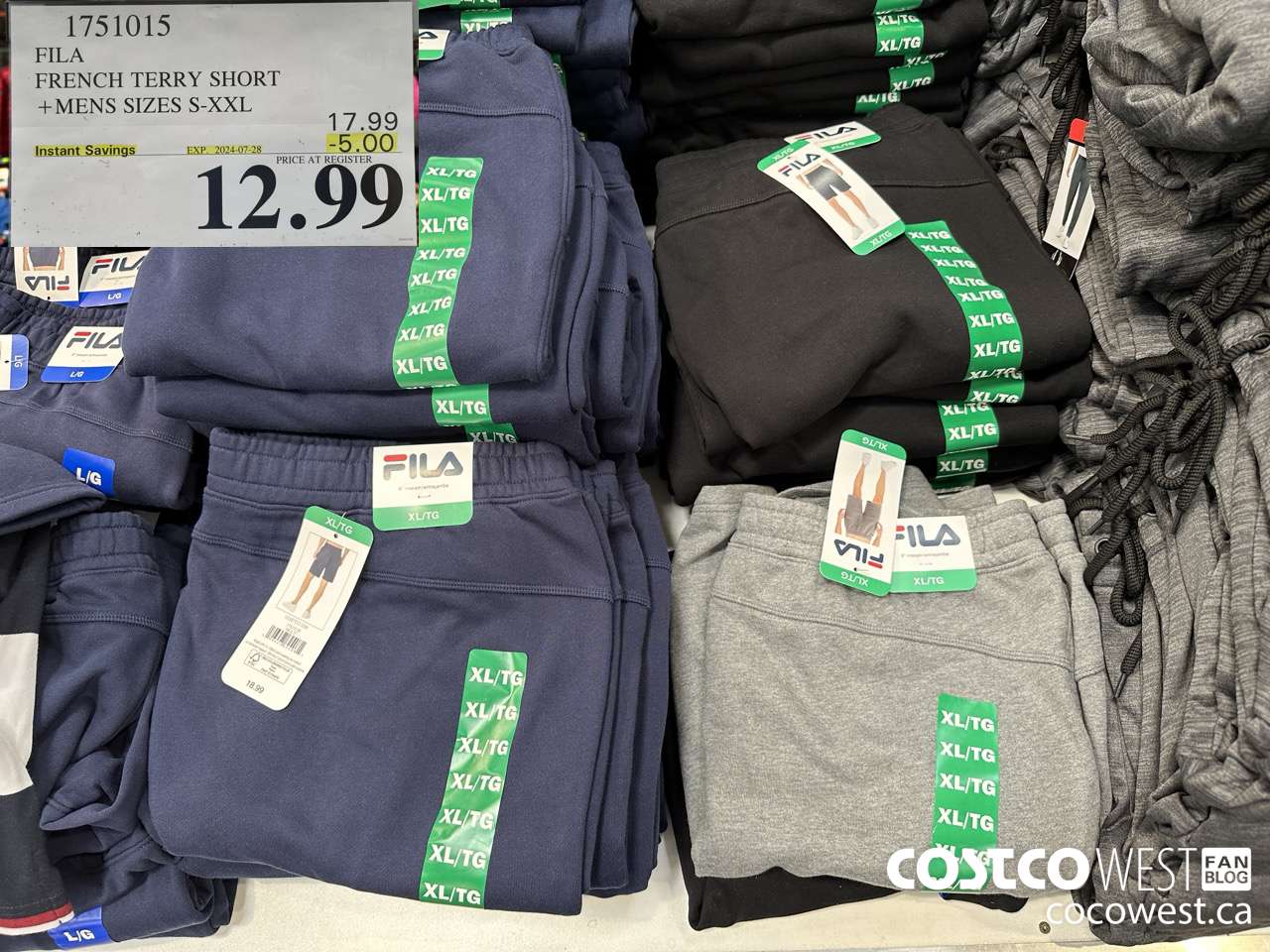 1751015 FILA FRENCH TERRY SHORT MENS SIZES S-XXL ($5.00 INSTANT SAVINGS EXPIRES ON 2024-07-28) $12.99