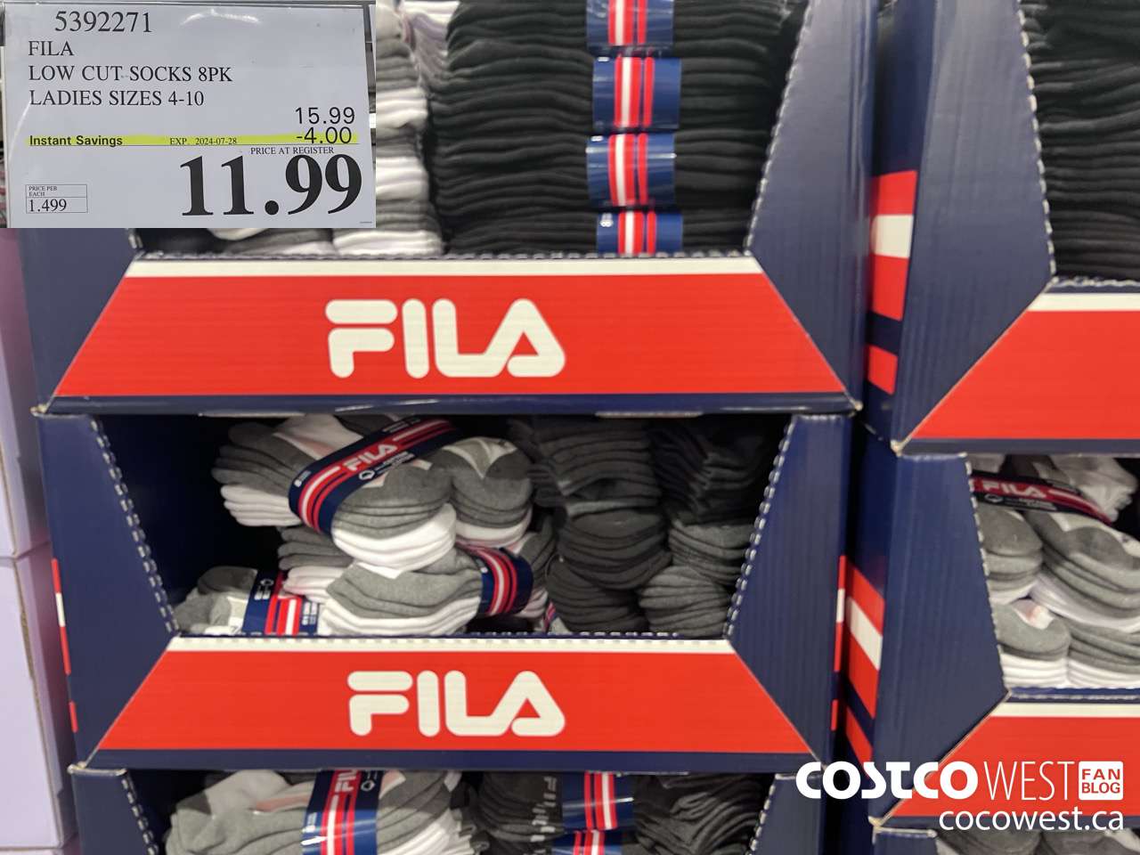 5392271 FILA LOW CUT SOCKS 8PK LADIES SIZES 4-10 ($4.00 INSTANT SAVINGS EXPIRES ON 2024-07-28) $11.99