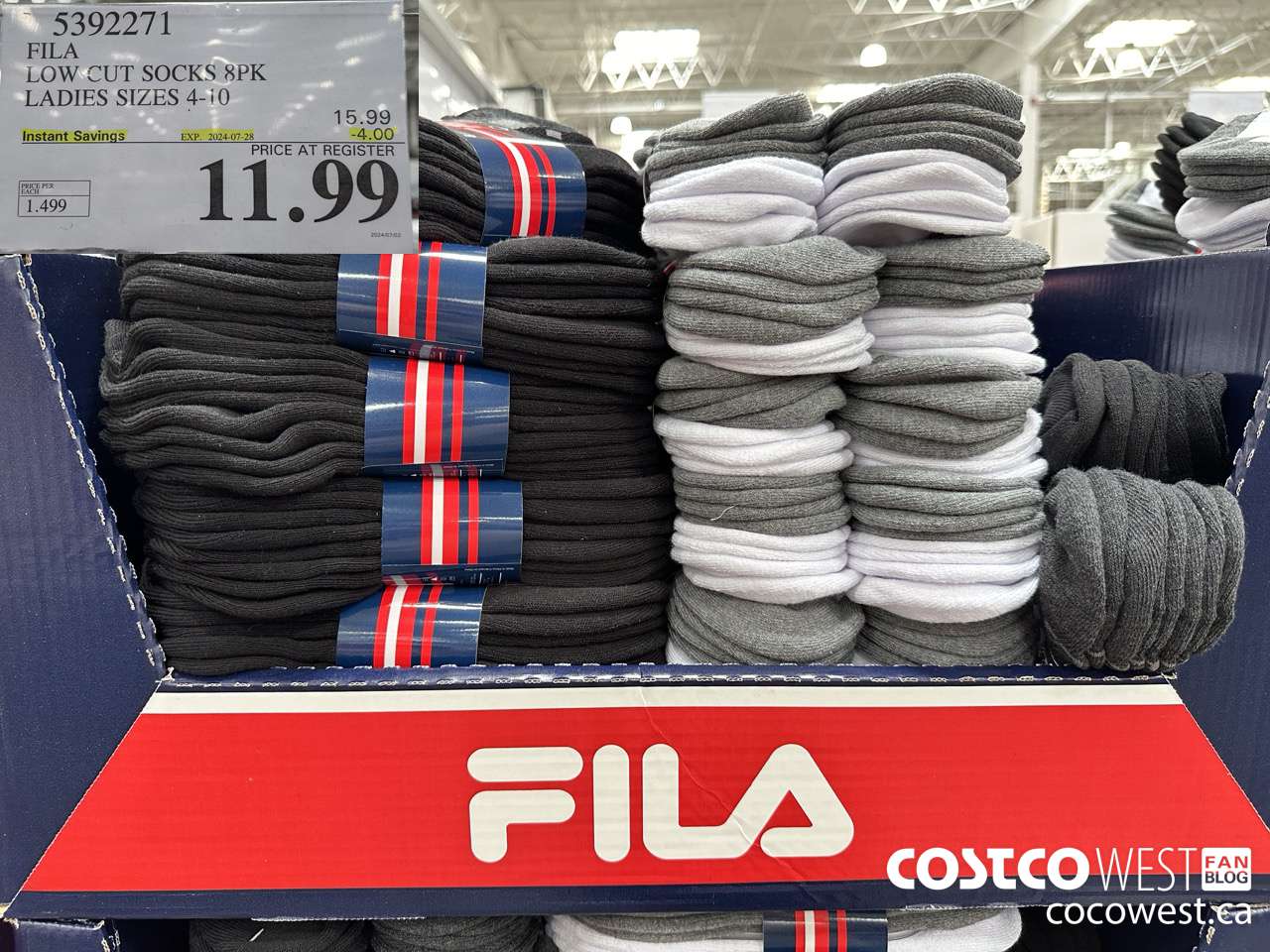 5392271 FILA LOW CUT SOCKS 8PK LADIES SIZES 4-10 ($4.00 INSTANT SAVINGS EXPIRES ON 2024-07-28) $11.99