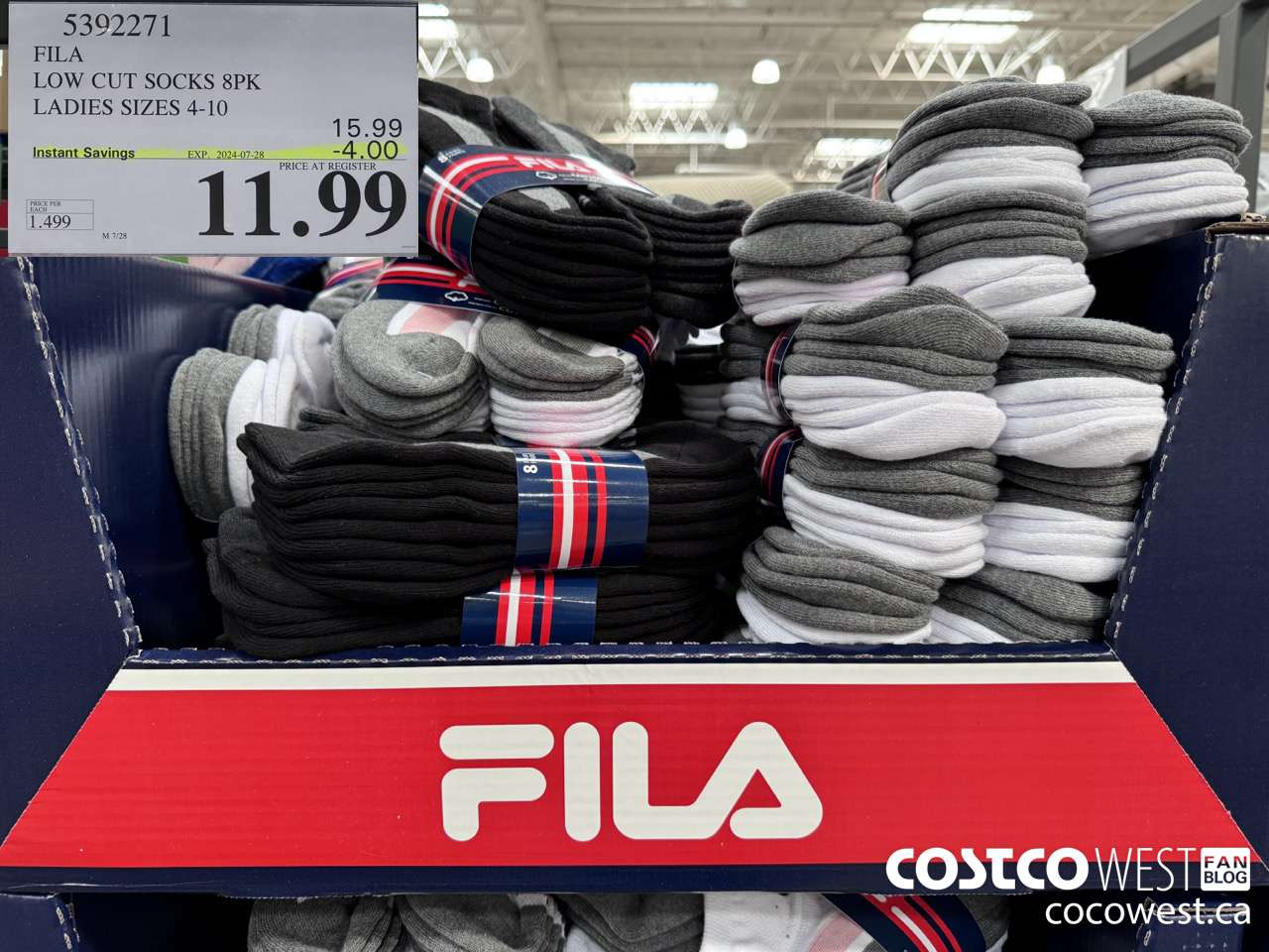 5392271 FILA LOW CUT SOCKS 8PK LADIES SIZES 4-10 ($4.00 INSTANT SAVINGS EXPIRES ON 2024-07-28) $11.99