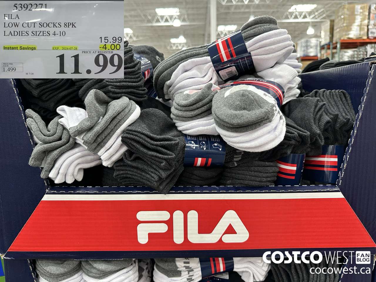 5392271 FILA LOW CUT SOCKS 8PK LADIES SIZES 4-10 ($4.00 INSTANT SAVINGS EXPIRES ON 2024-07-28) $11.99
