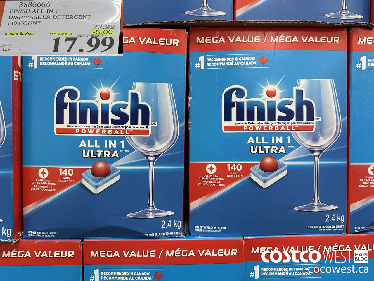 3886666 FINISH ALL IN 1 DISHWASHER DETERGENT 140 COUNT ($5.00 INSTANT SAVINGS EXPIRES ON 2024-07-21) $17.99