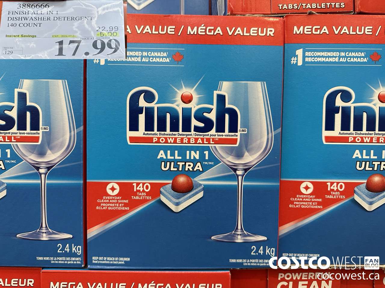 3886666 FINISH ALL IN 1 DISHWASHER DETERGENT 140 COUNT ($5.00 INSTANT SAVINGS EXPIRES ON 2024-07-21) $17.99