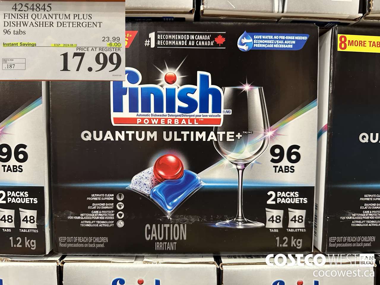 4254845 FINISH QUANTUM PLUS DISHWASHER DETERGENT 96 TABS ($6.00 INSTANT SAVINGS EXPIRES ON 2024-08-11) $17.99