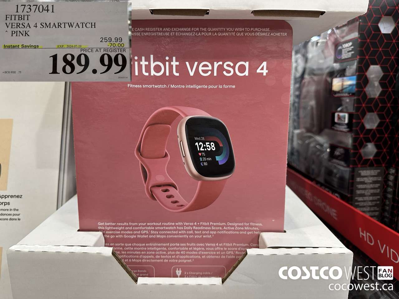 1737041 FITBIT VERSA 4 SMARTWATCH PINK ($70.00 INSTANT SAVINGS EXPIRES ON 2024-07-19) $189.99