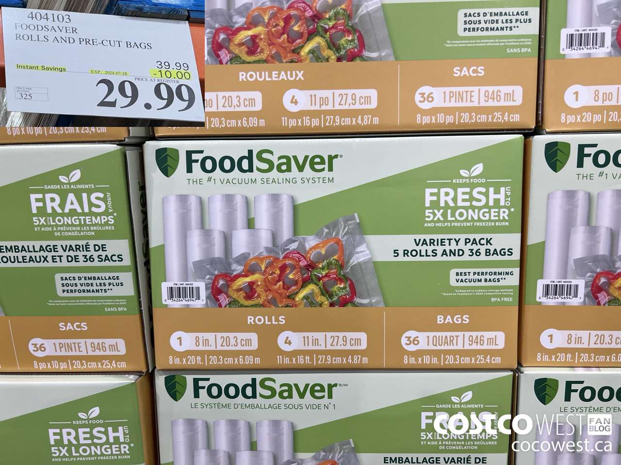 404103 FOODSAVER ROLLS AND PRE-CUT BAGS ($10.00 INSTANT SAVINGS EXPIRES ON 2024-07-28) $29.99