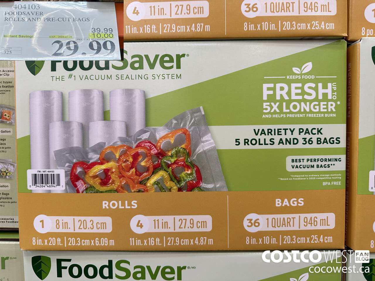 404103 FOODSAVER ROLLS AND PRE-CUT BAGS ($10.00 INSTANT SAVINGS EXPIRES ON 2024-07-28) $29.99