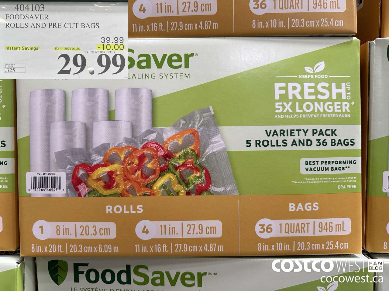 404103 FOODSAVER ROLLS AND PRE-CUT BAGS ($10.00 INSTANT SAVINGS EXPIRES ON 2024-07-28) $29.99