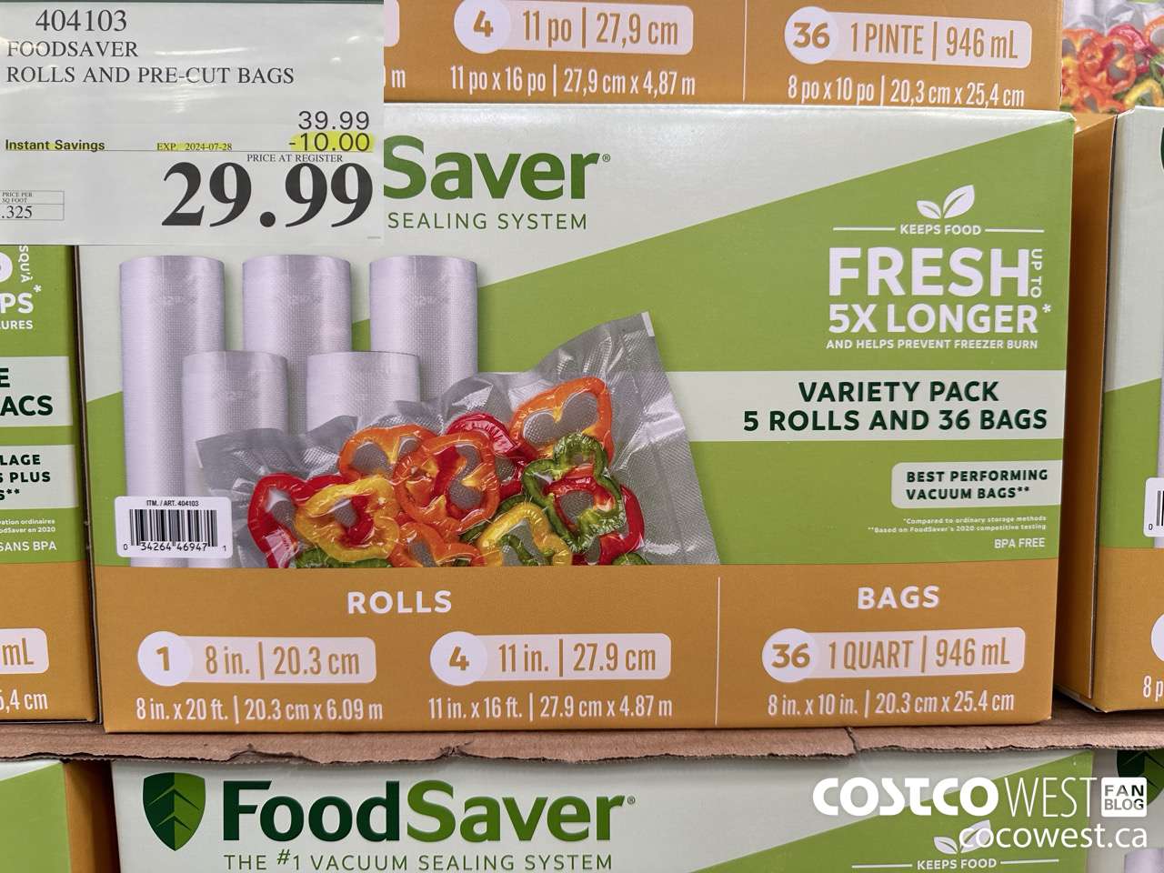 404103 FOODSAVER ROLLS AND PRE-CUT BAGS ($10.00 INSTANT SAVINGS EXPIRES ON 2024-07-28) $29.99