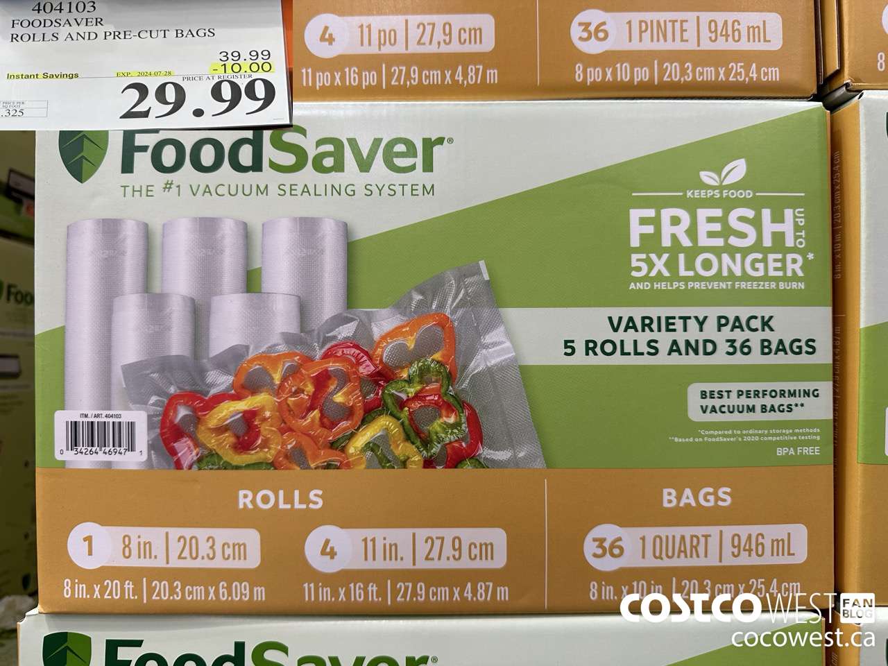 404103 FOODSAVER ROLLS AND PRE-CUT BAGS ($10.00 INSTANT SAVINGS EXPIRES ON 2024-07-28) $29.99