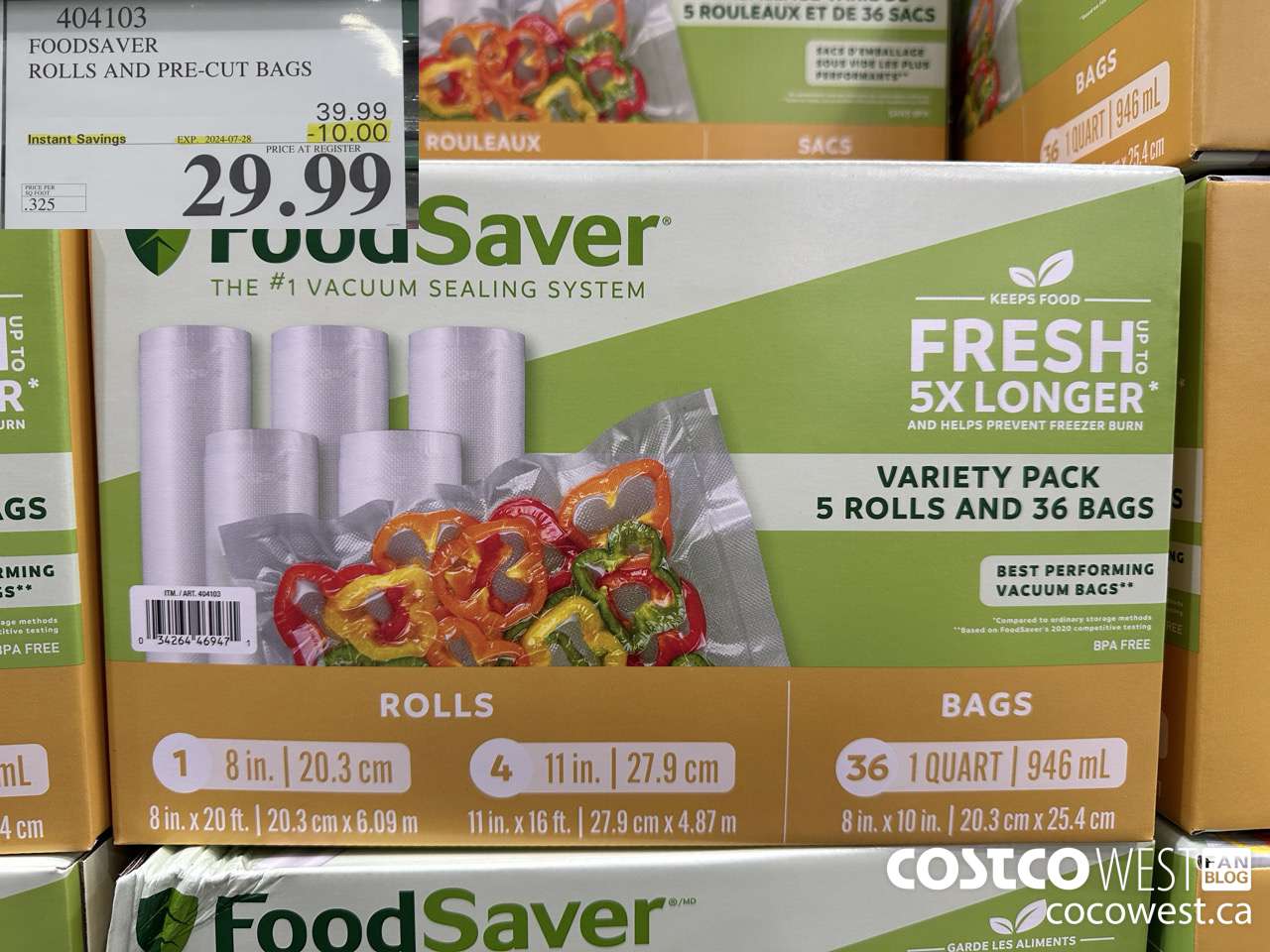 404103 FOODSAVER ROLLS AND PRE-CUT BAGS ($10.00 INSTANT SAVINGS EXPIRES ON 2024-07-28) $29.99