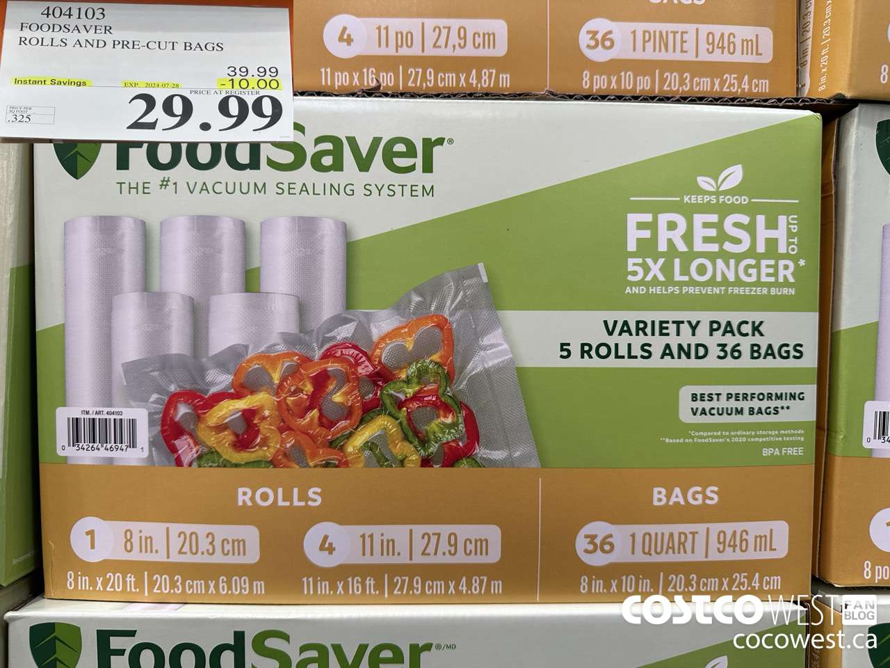 404103 FOODSAVER ROLLS AND PRE-CUT BAGS ($10.00 INSTANT SAVINGS EXPIRES ON 2024-07-28) $29.99