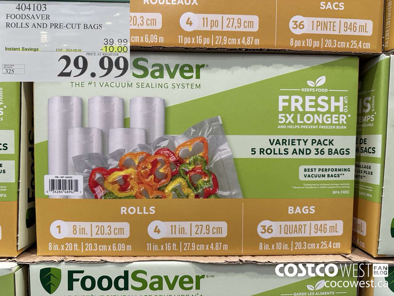 404103 FOODSAVER ROLLS AND PRE-CUT BAGS ($10.00 INSTANT SAVINGS EXPIRES ON 2024-08-04) $29.99