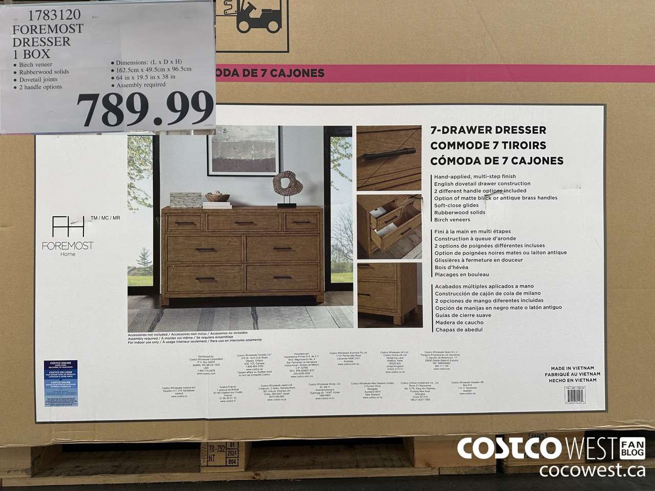 1783120 FOREMOST DRESSER 1 BOX $789.99