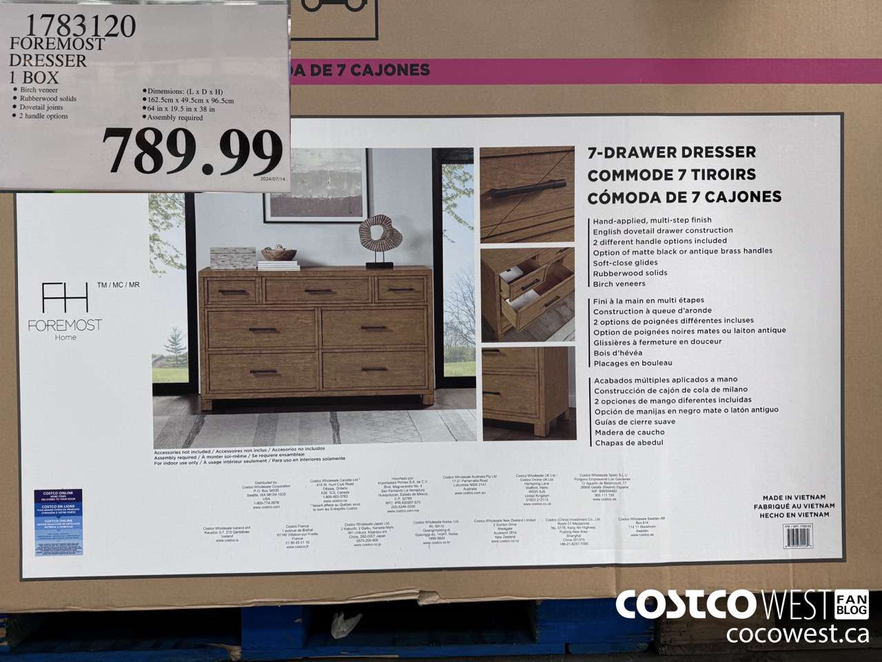 1783120 FOREMOST DRESSER 1 BOX $789.99