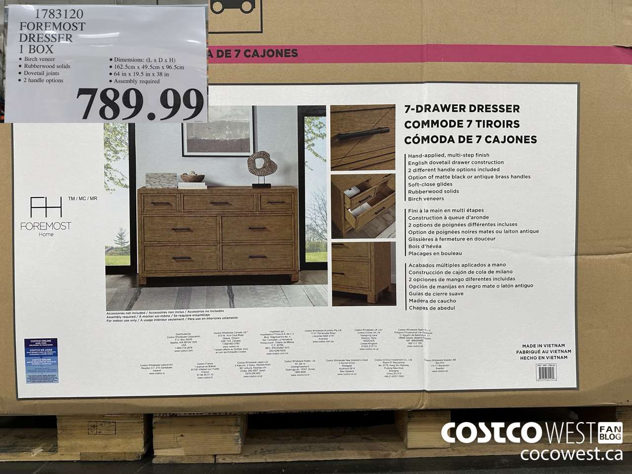 1783120 FOREMOST DRESSER 1 BOX $789.99