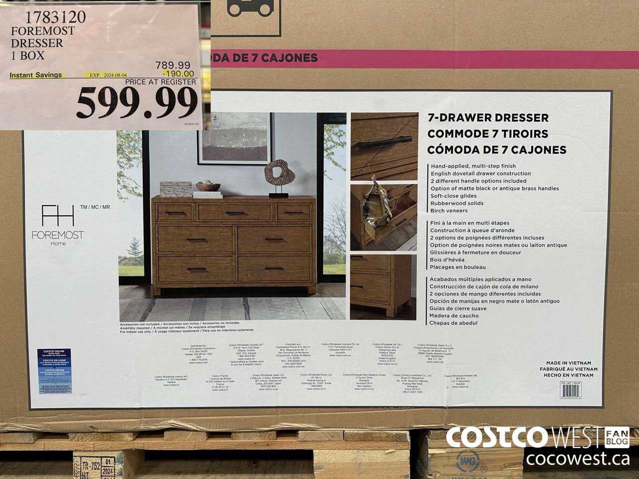 1783120 FOREMOST DRESSER 1 BOX ($190.00 INSTANT SAVINGS EXPIRES ON 2024-08-04) $599.99