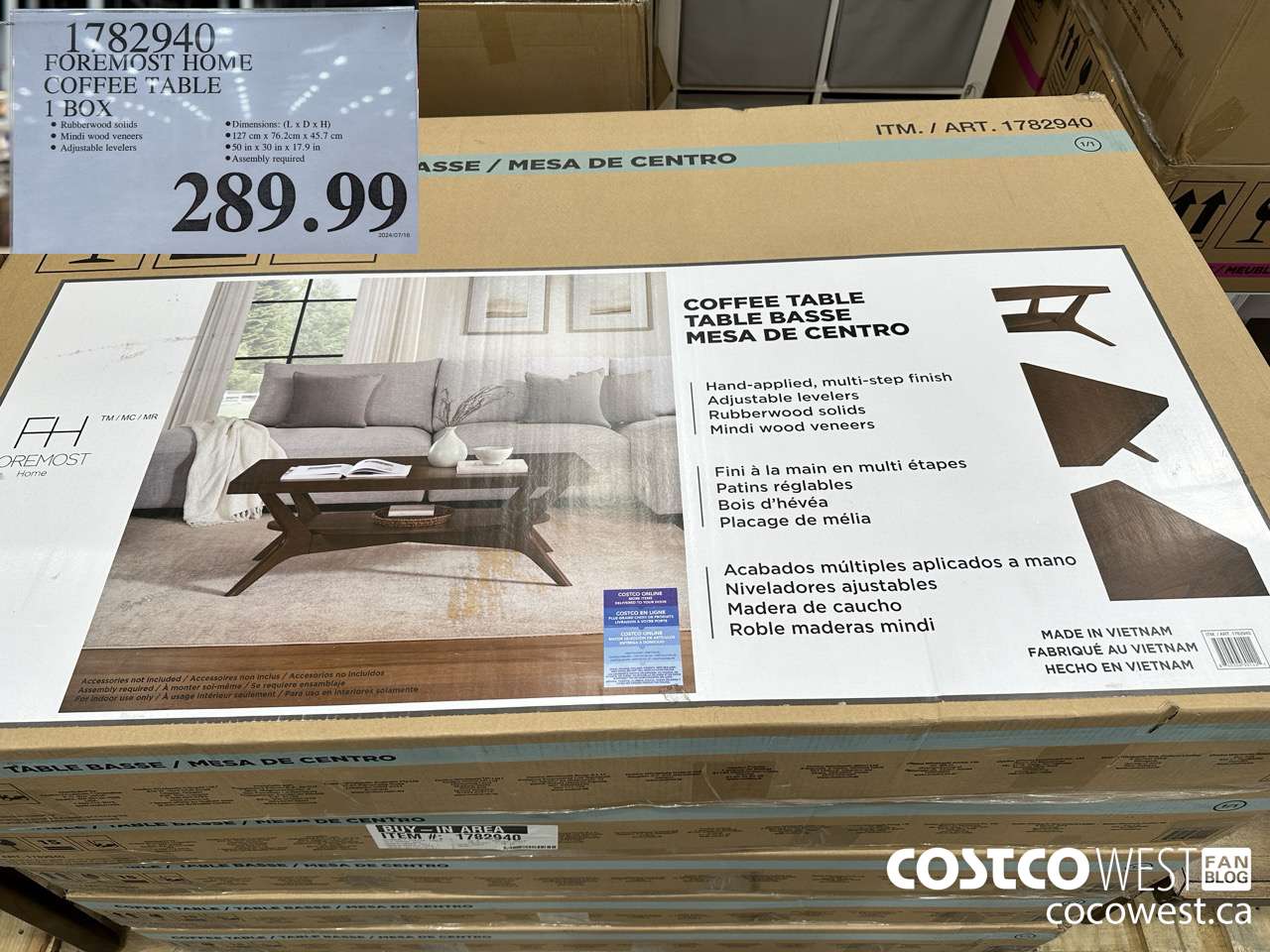 1782940 FOREMOST HOME COFFEE TABLE 1 BOX $289.99