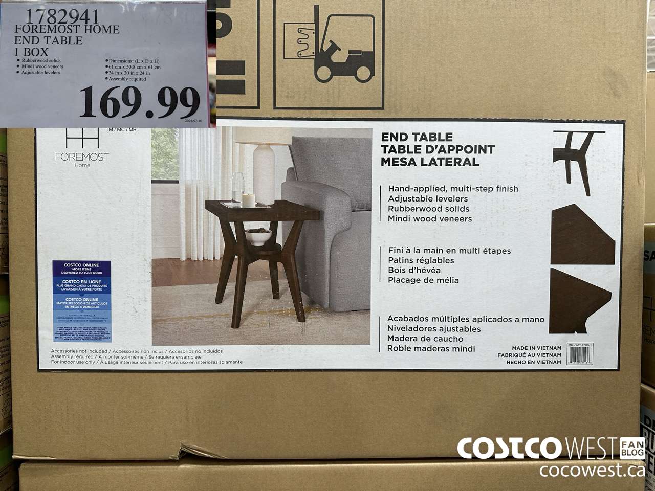 1782941 FOREMOST HOME END TABLE 1 BOX $169.99