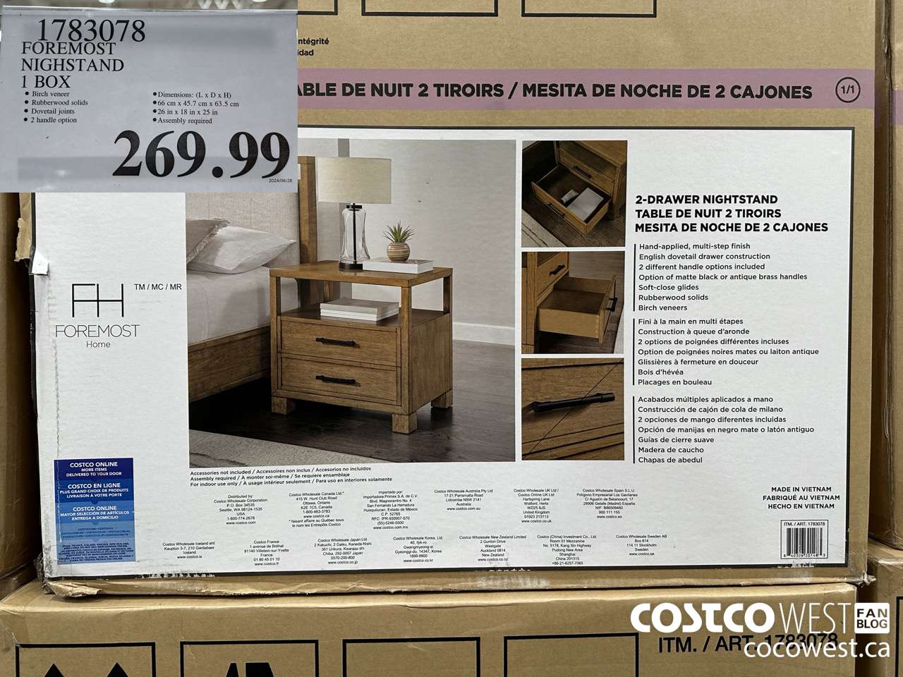 1783078 FOREMOST NIGHTSTAND 1 BOX $269.99