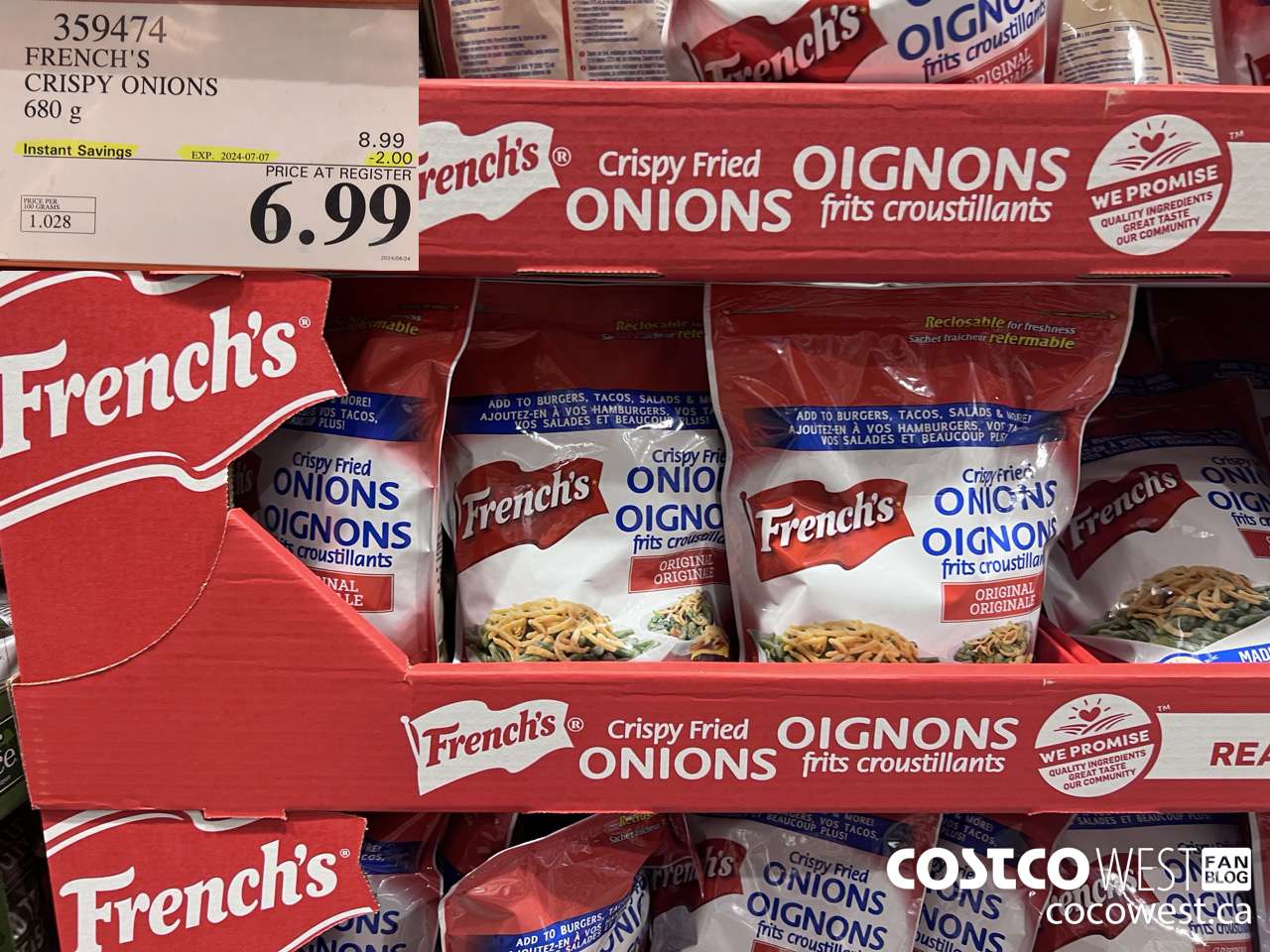 359474 FRENCH'S CRISPY ONIONS 680 G ($2.00 INSTANT SAVINGS EXPIRES ON 2024-07-07) $6.99