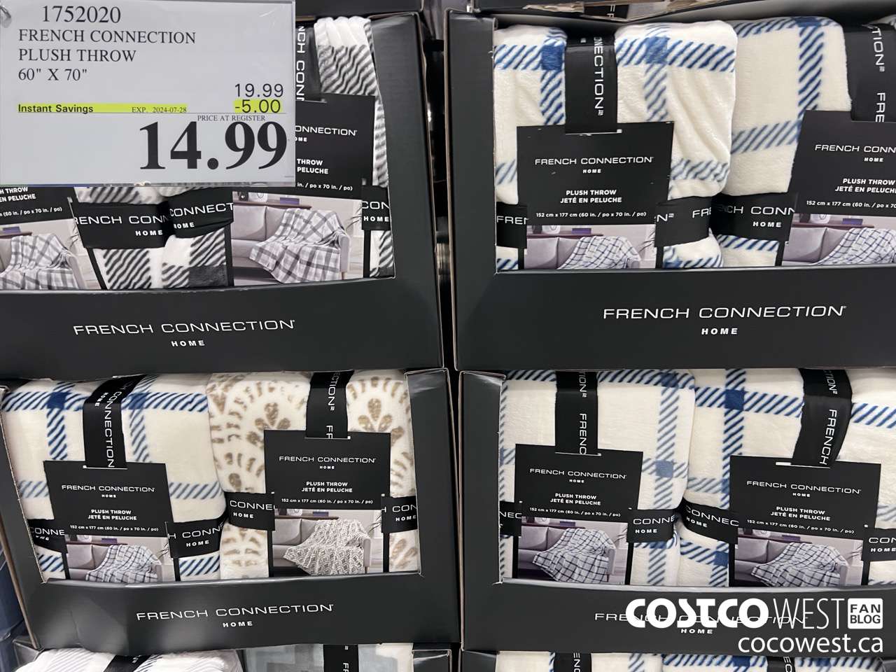 1752020 FRENCH CONNECTION PLUSH THROW 60