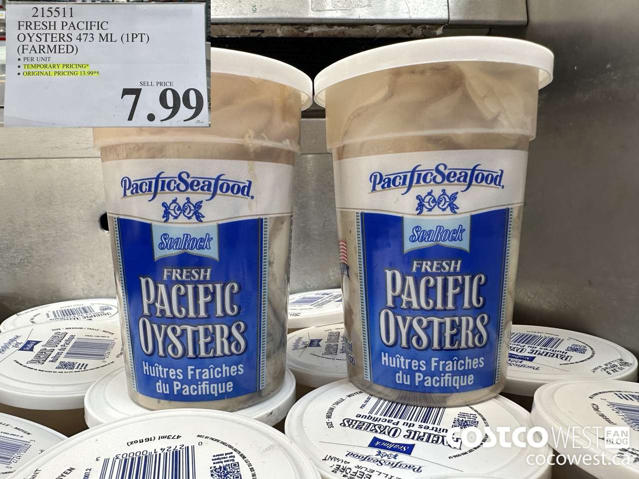 215511 FRESH PACIFIC OYSTERS 473 ML (FARMED) $7.99