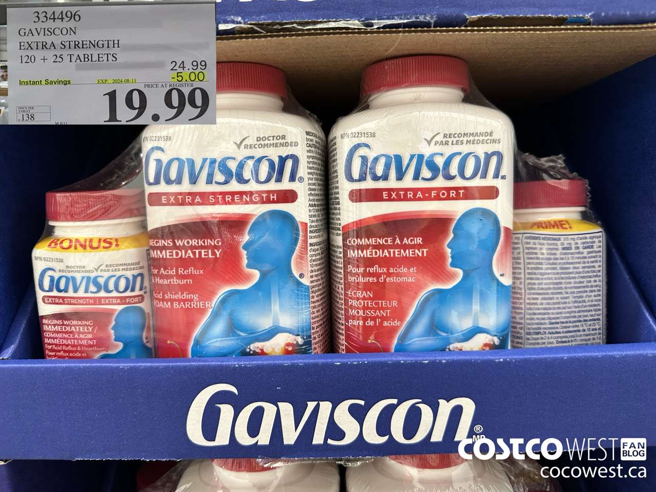 334496 GAVISCON EXTRA STRENGTH 120 + 25 TABLETS ($5.00 INSTANT SAVINGS EXPIRES ON 2024-08-11) $19.99