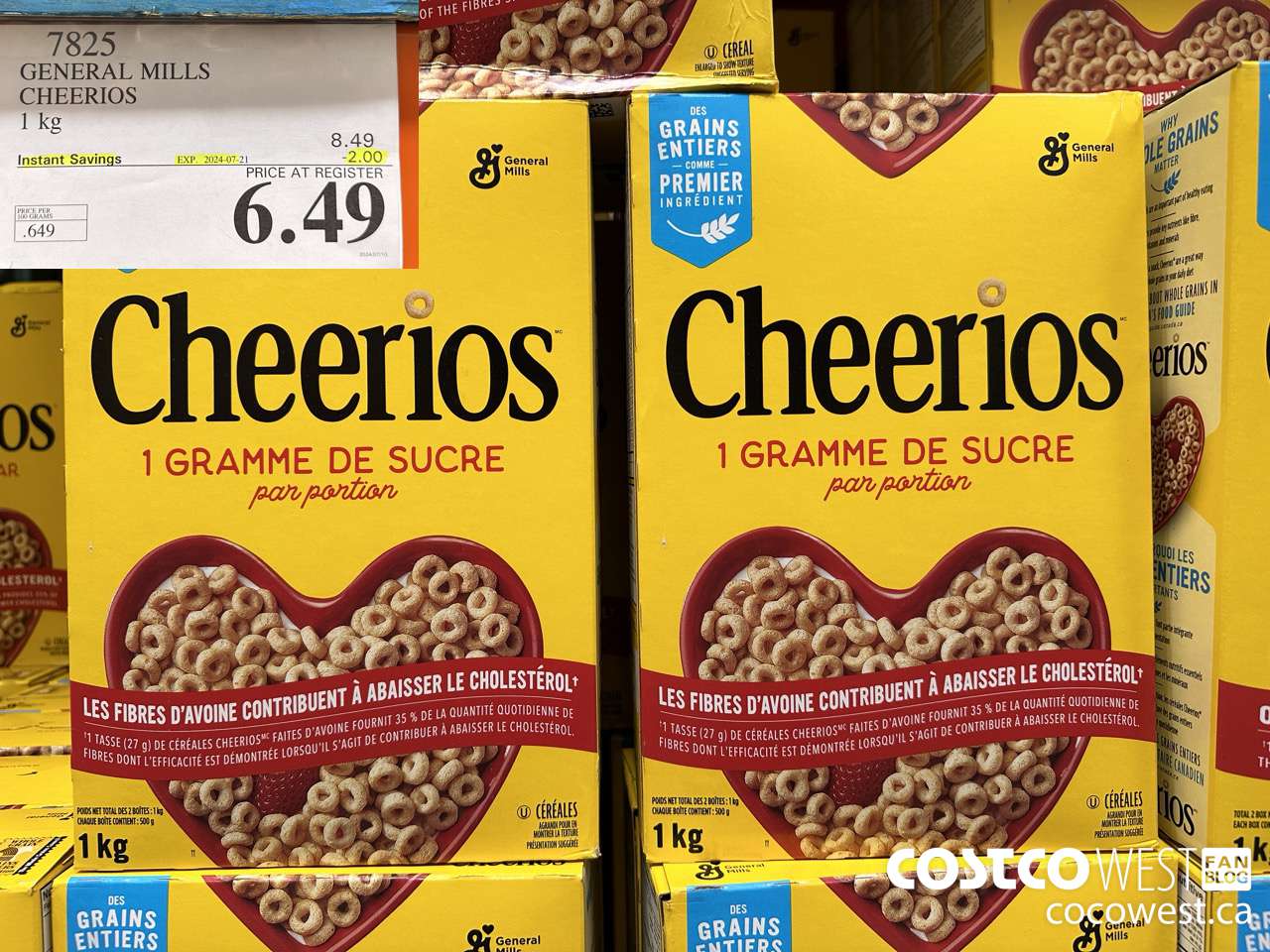 7825 GENERAL MILLS CHEERIOS 1 kg ($2.00 INSTANT SAVINGS EXPIRES ON 2024-07-21) $6.49