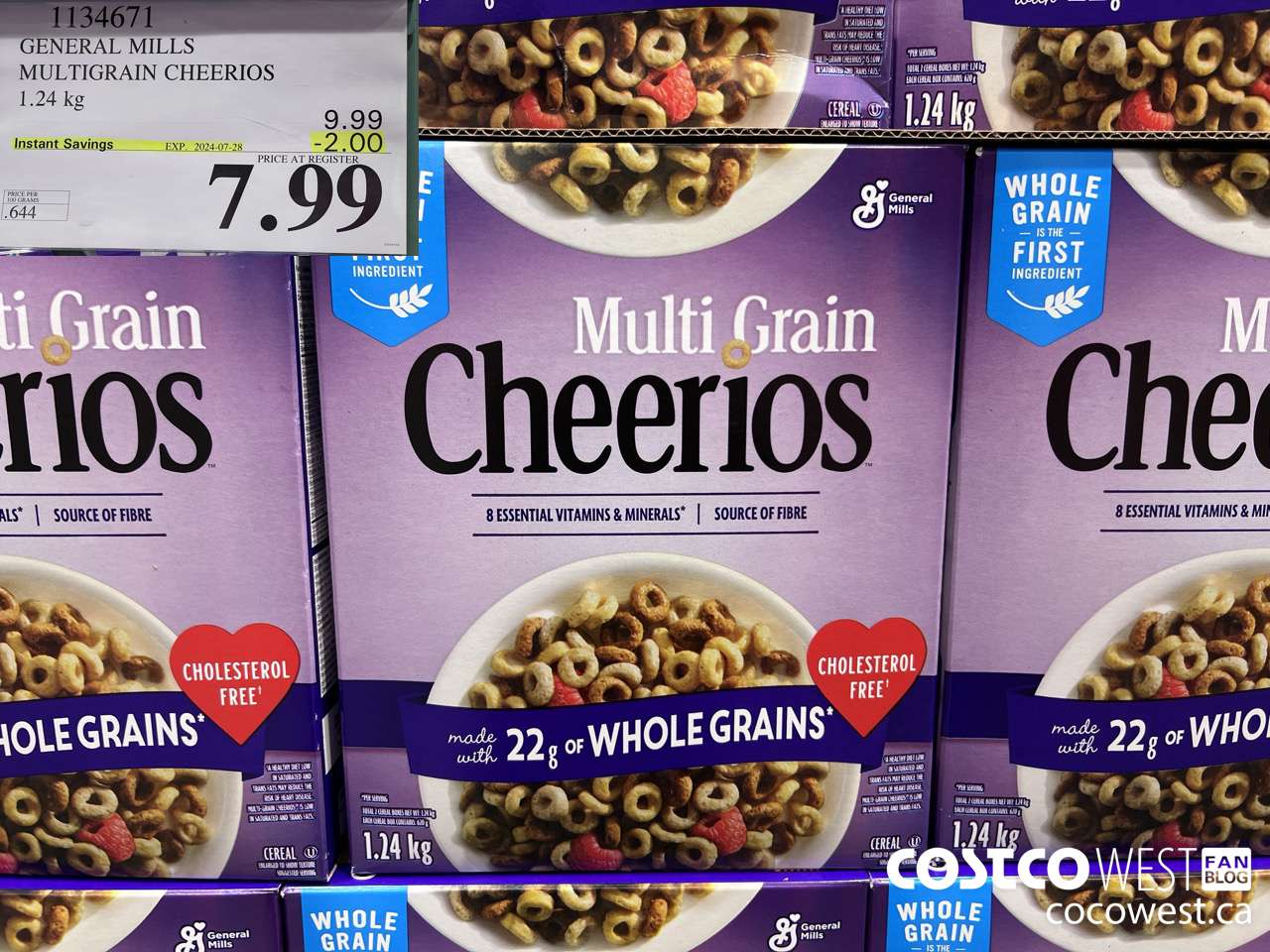 1134671 GENERAL MILLS MULTIGRAIN CHEERIOS 1.24 kg ($2.00 INSTANT SAVINGS EXPIRES ON 2024-07-28) $7.99
