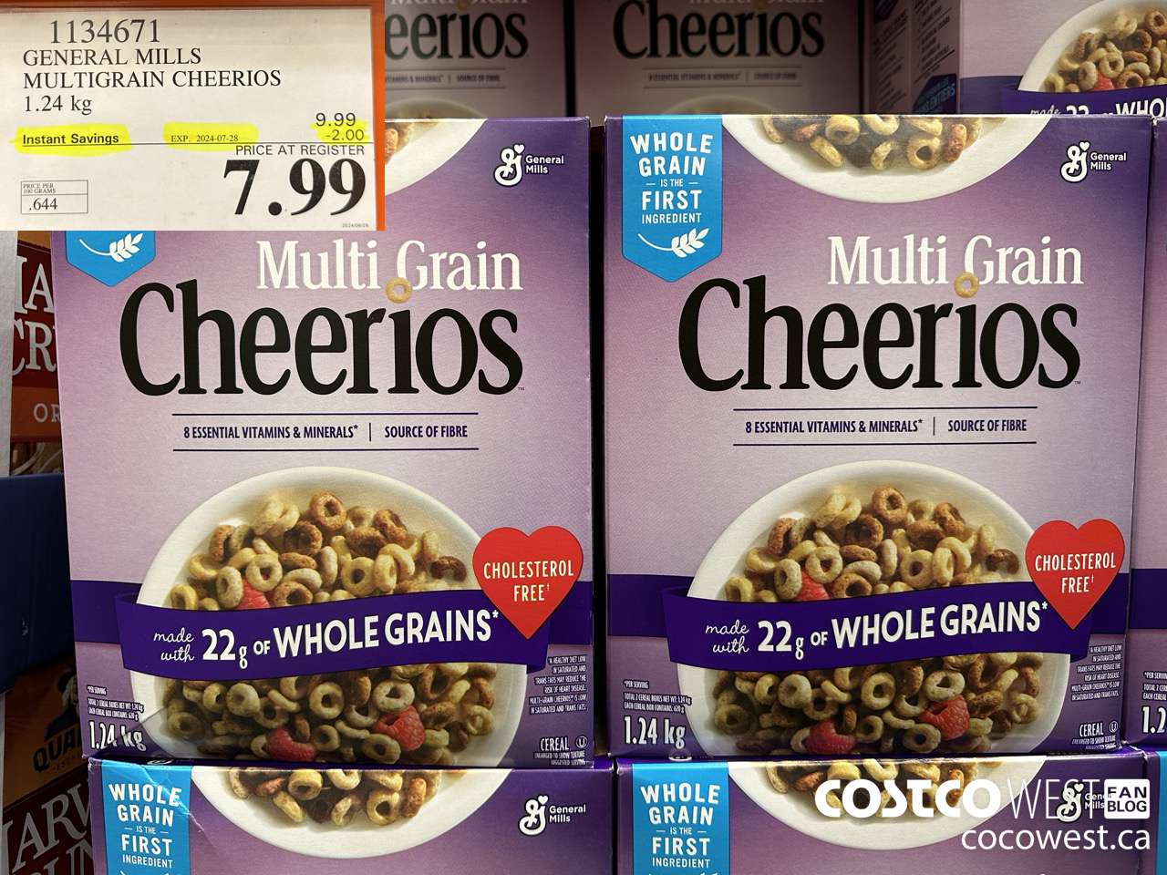 1134671 GENERAL MILLS MULTIGRAIN CHEERIOS 1.24 kg ($2.00 INSTANT SAVINGS EXPIRES ON 2024-07-28) $7.99