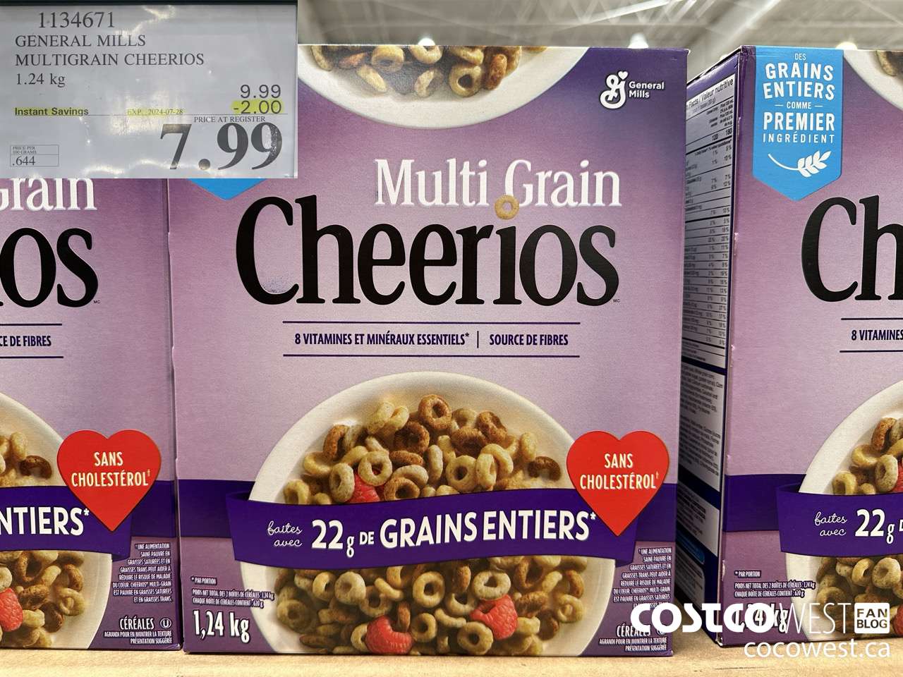 1134671 GENERAL MILLS MULTIGRAIN CHEERIOS 1.24 kg ($2.00 INSTANT SAVINGS EXPIRES ON 2024-07-28) $7.99