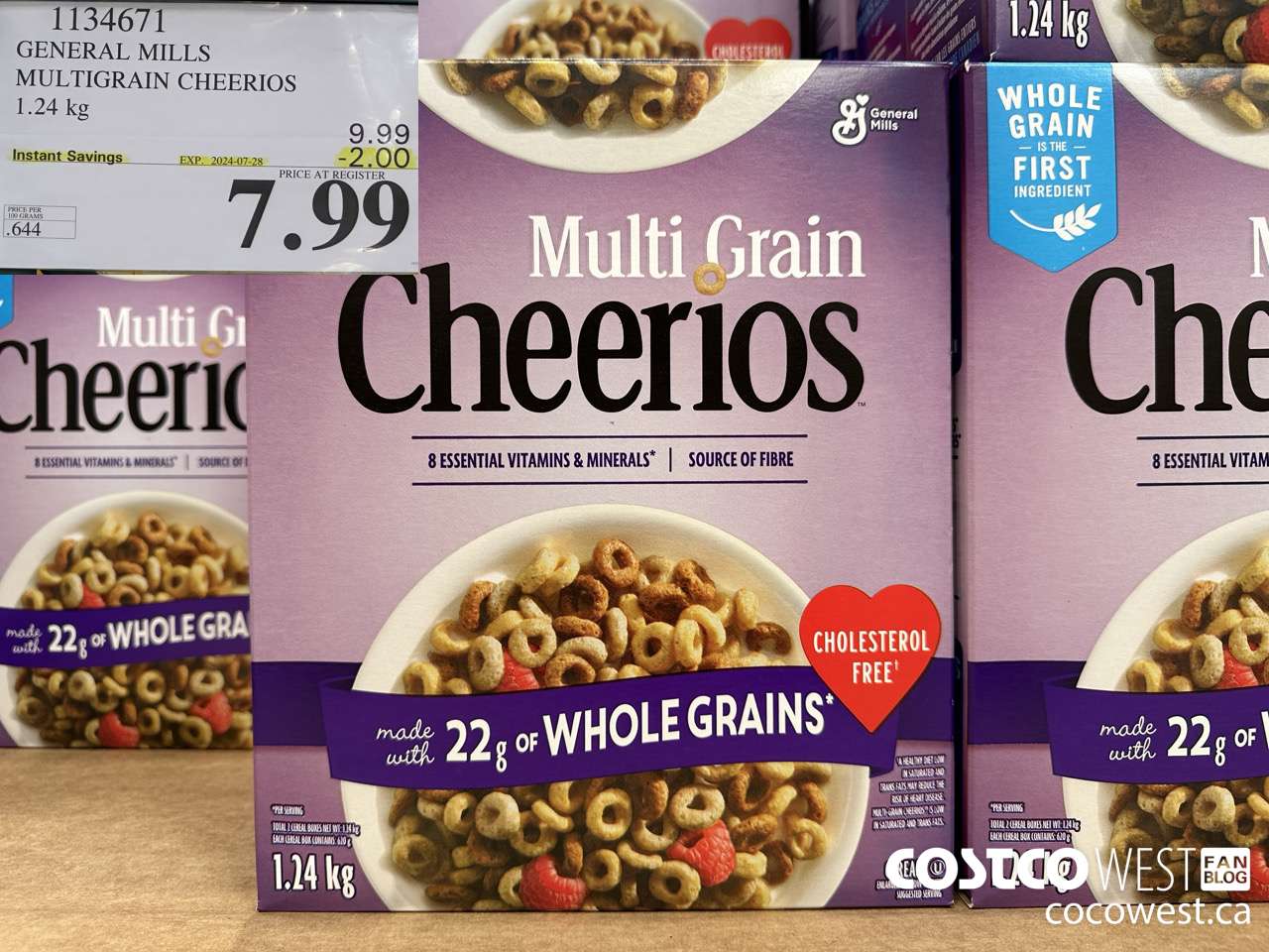 1134671 GENERAL MILLS MULTIGRAIN CHEERIOS 1.24 kg ($2.00 INSTANT SAVINGS EXPIRES ON 2024-07-28) $7.99