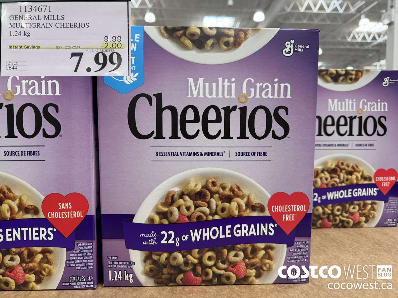 1134671 GENERAL MILLS MULTIGRAIN CHEERIOS 1.24 kg ($2.00 INSTANT SAVINGS EXPIRES ON 2024-07-28) $7.99