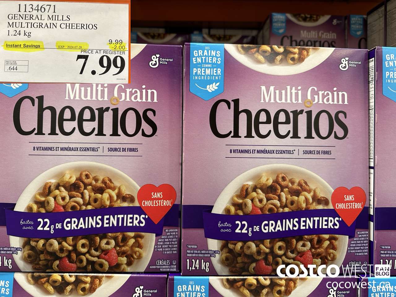 1134671 GENERAL MILLS MULTIGRAIN CHEERIOS 1.24 kg ($2.00 INSTANT SAVINGS EXPIRES ON 2024-07-28) $7.99