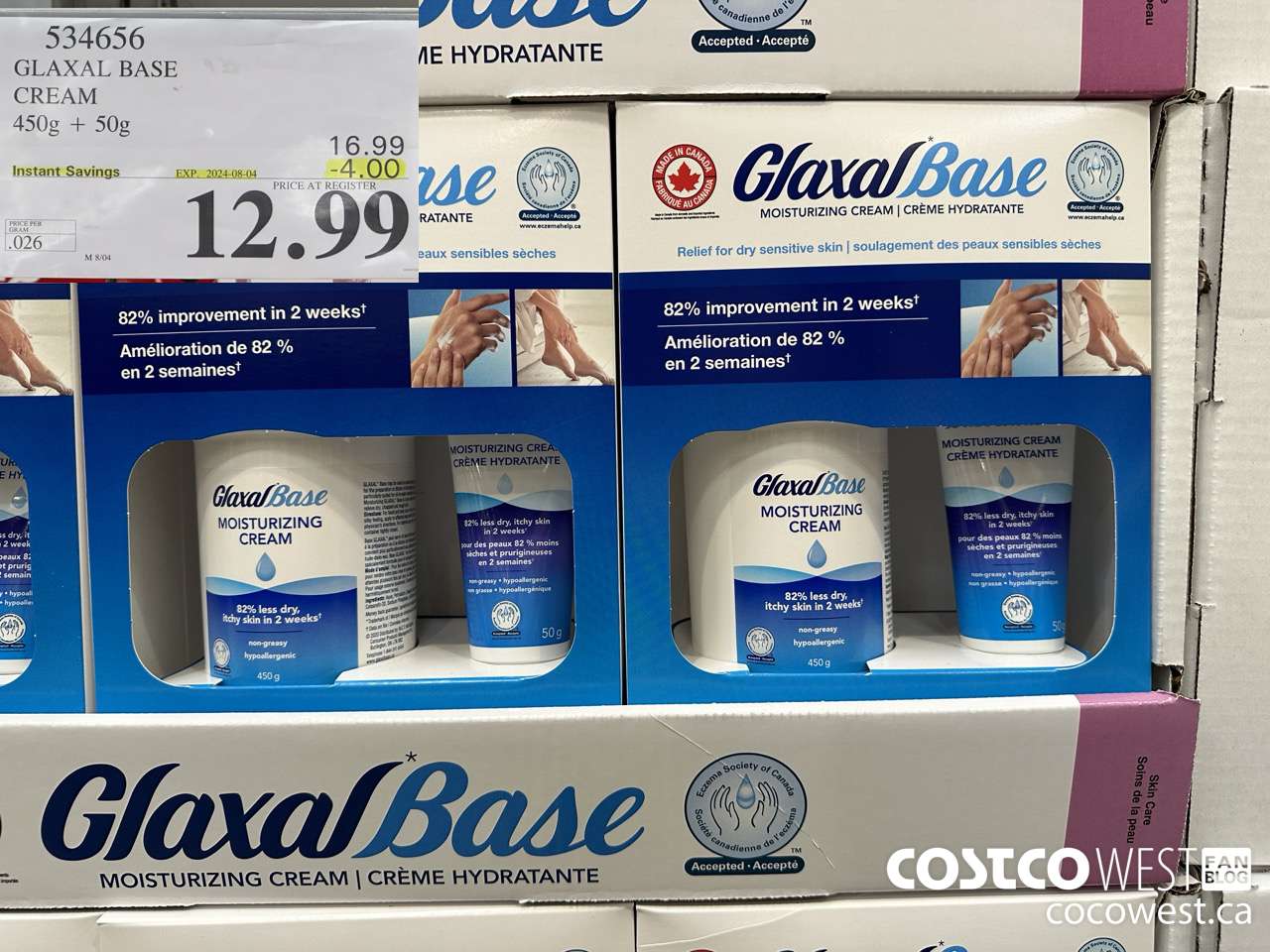 534656 GLAXAL BASE CREAM 450g + 50 g ($4.00 INSTANT SAVINGS EXPIRES ON 2024-08-04) $12.99