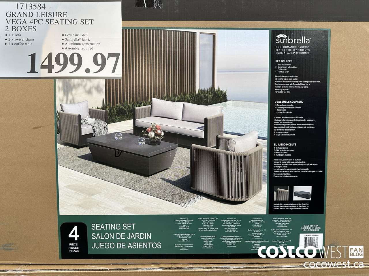 1713584 GRAND LEISURE VEGA 4PC SEATING SET 2 BOXES $1499.97