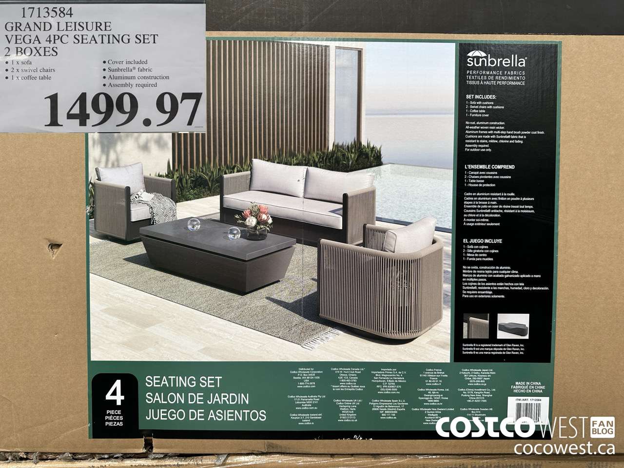 1713584 GRAND LEISURE VEGA 4PC SEATING SET 2 BOXES $1499.97