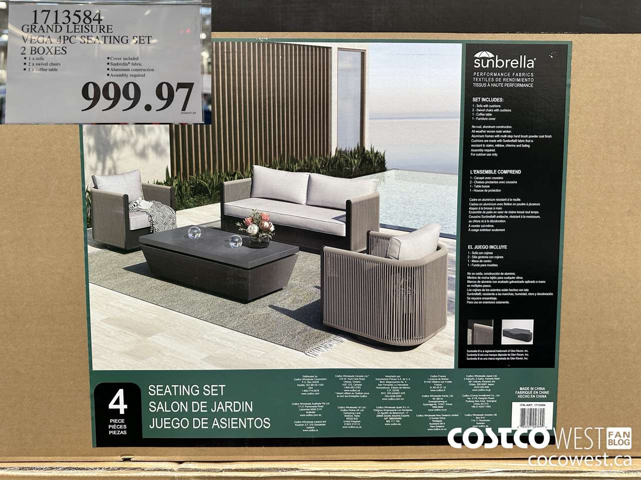 1713584 GRAND LEISURE VEGA 4PC SEATING SET 2 BOXES $999.97