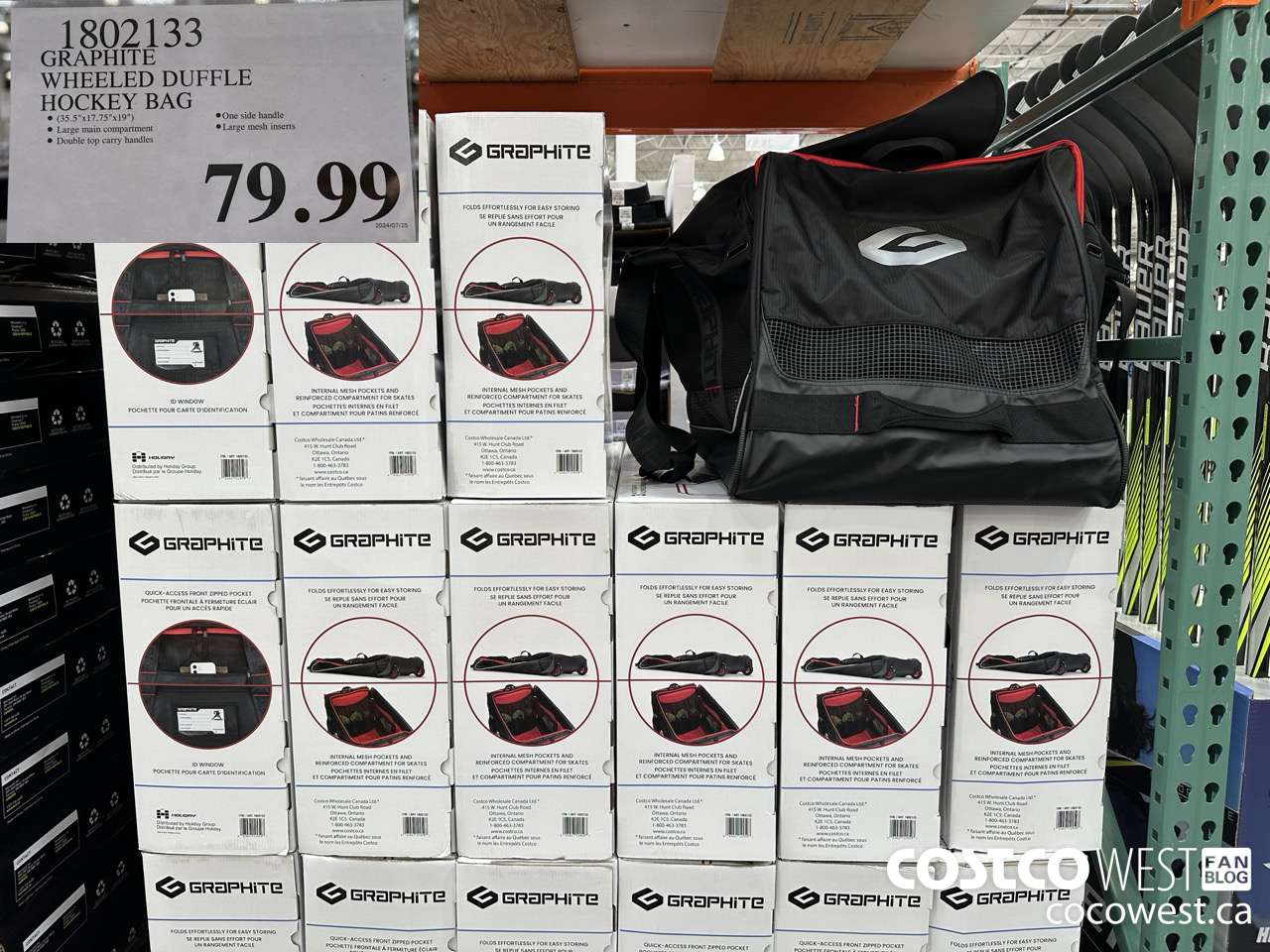 1802133 GRAPHITE WHEELED DUFFLE HOCKEY BAG $79.99